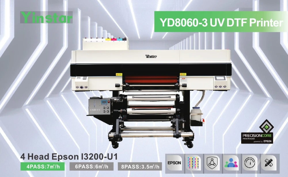 Yinstar 8060-3 UV DTF Printer – 4 Head Foil UV-DTF Printing System